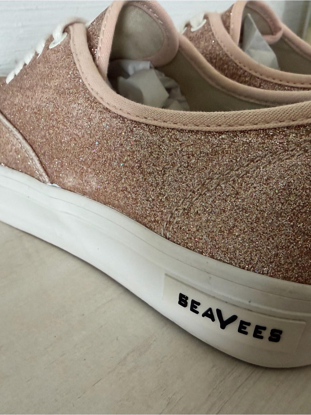 SeaVees J.Crew Sparkle Glitter Legend Sneakers Women’s Size 7.5 Rose Gold - Picture 7 of 11